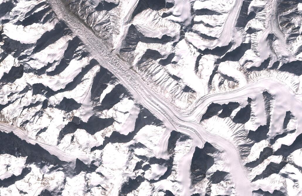 Aerial view of Bara Shigri Glacier