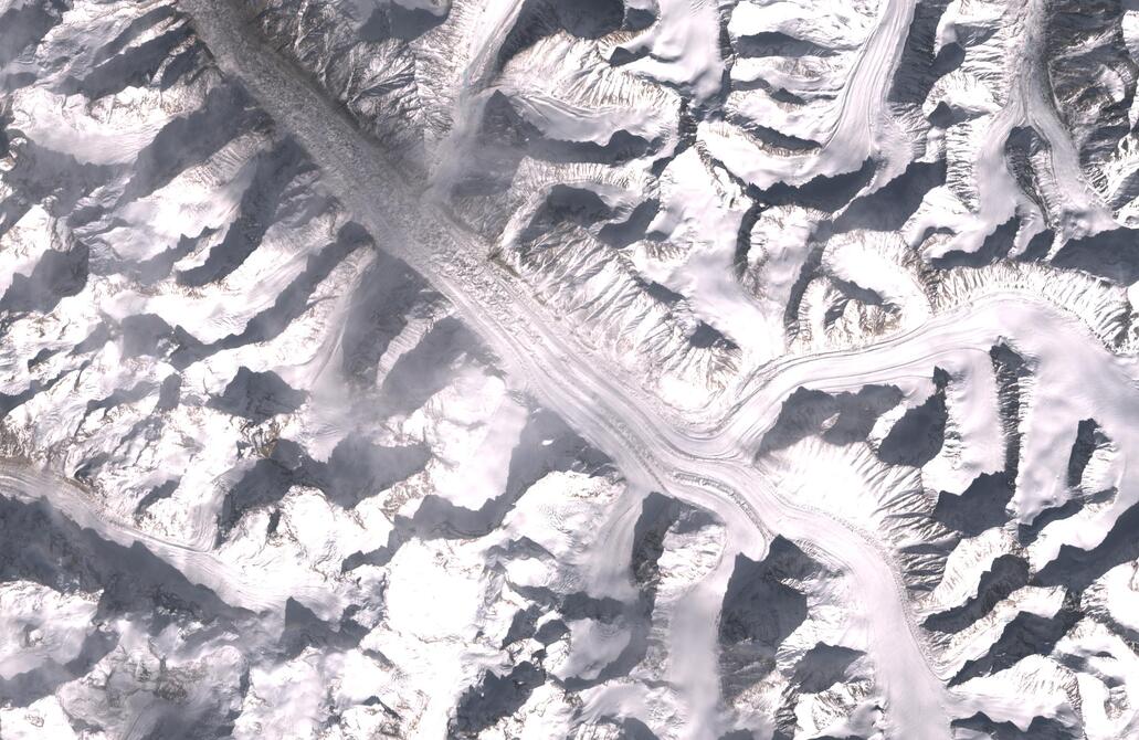 Aerial view of Bara Shigri Glacier