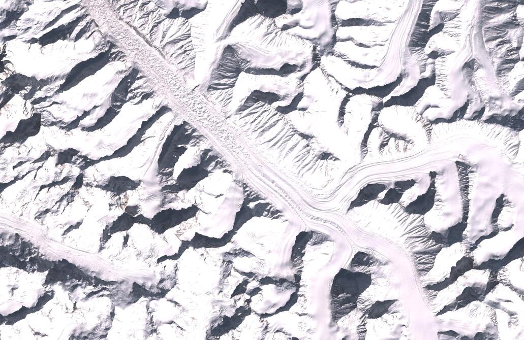 Aerial view of Bara Shigri Glacier