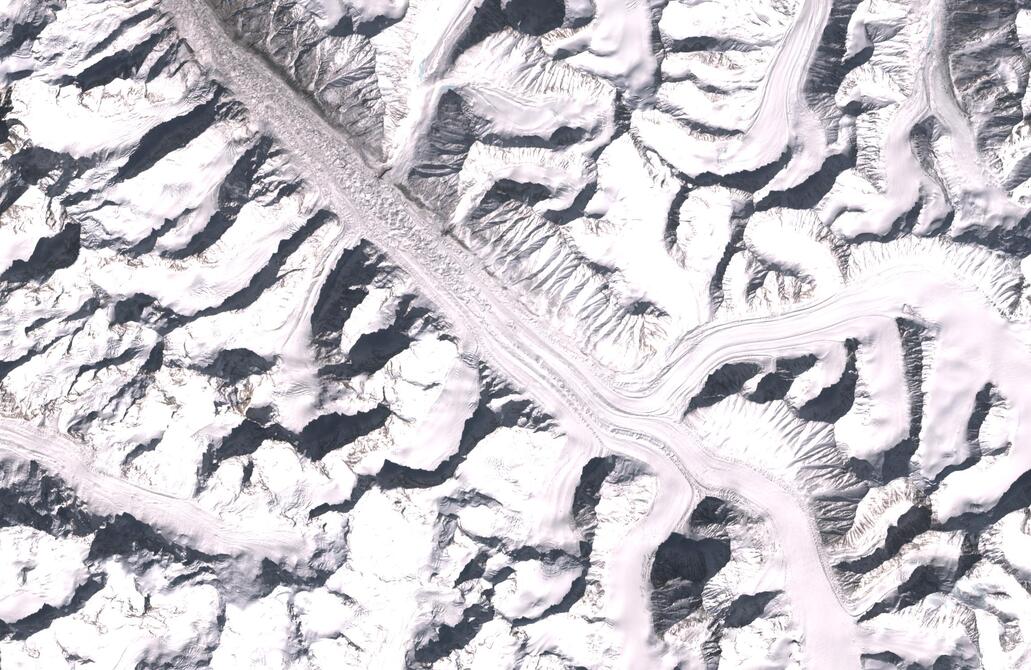 Aerial view of Bara Shigri Glacier