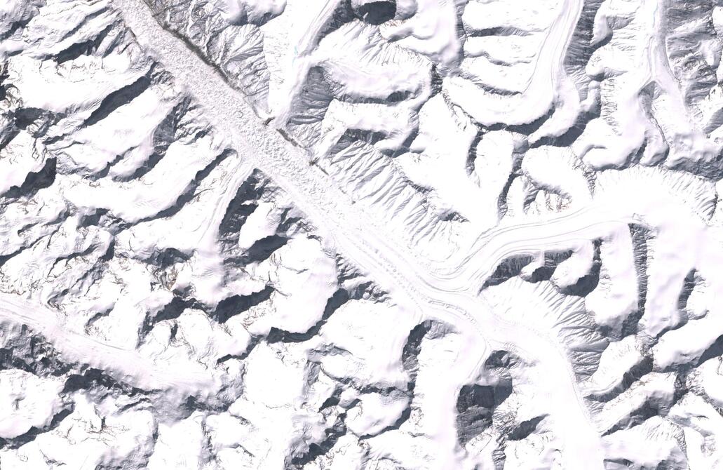 Aerial view of Bara Shigri Glacier