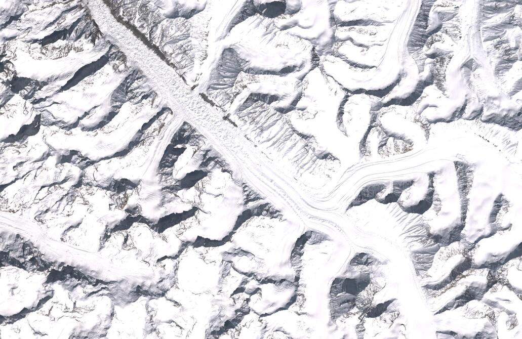 Aerial view of Bara Shigri Glacier