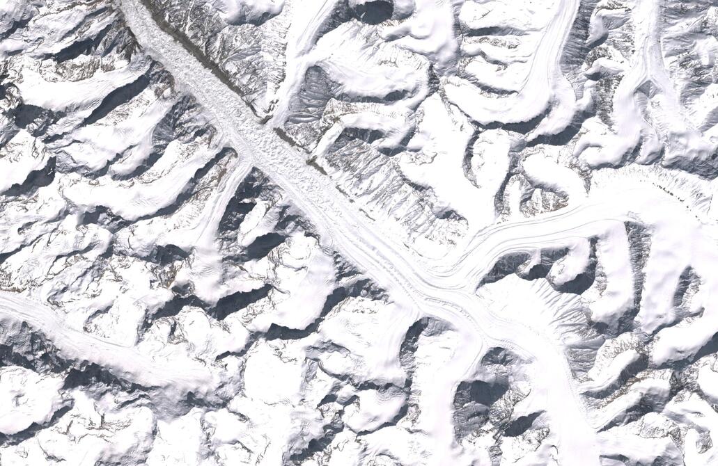 Aerial view of Bara Shigri Glacier