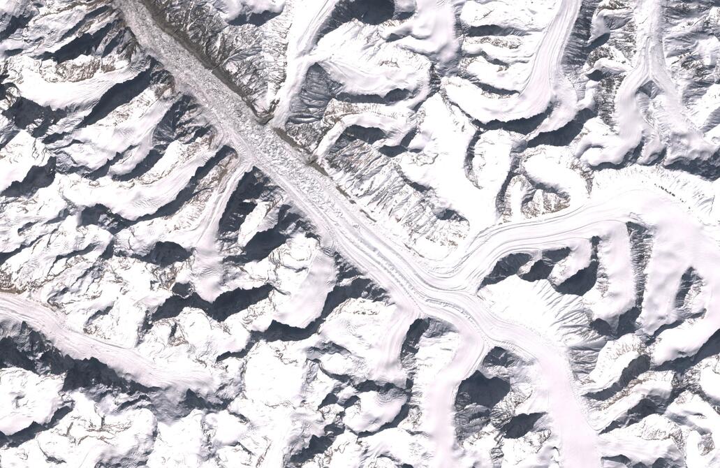 Aerial view of Bara Shigri Glacier