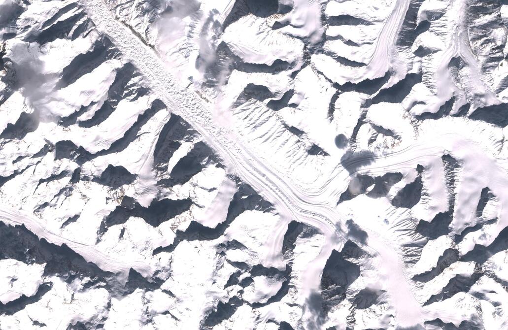 Aerial view of Bara Shigri Glacier