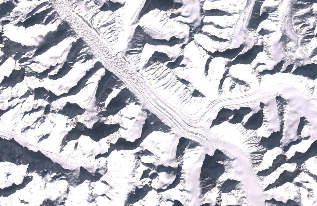 Aerial view of Bara Shigri Glacier