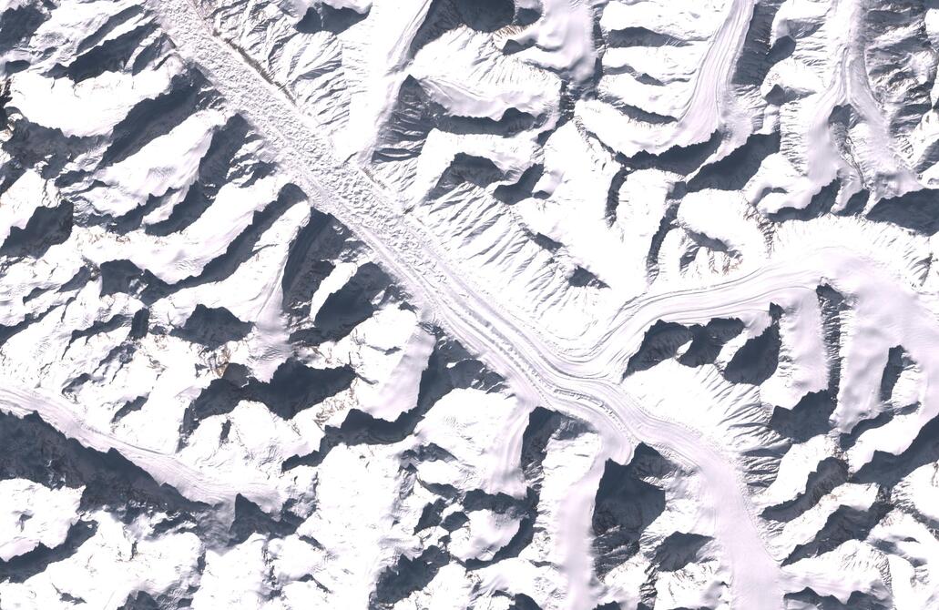 Aerial view of Bara Shigri Glacier