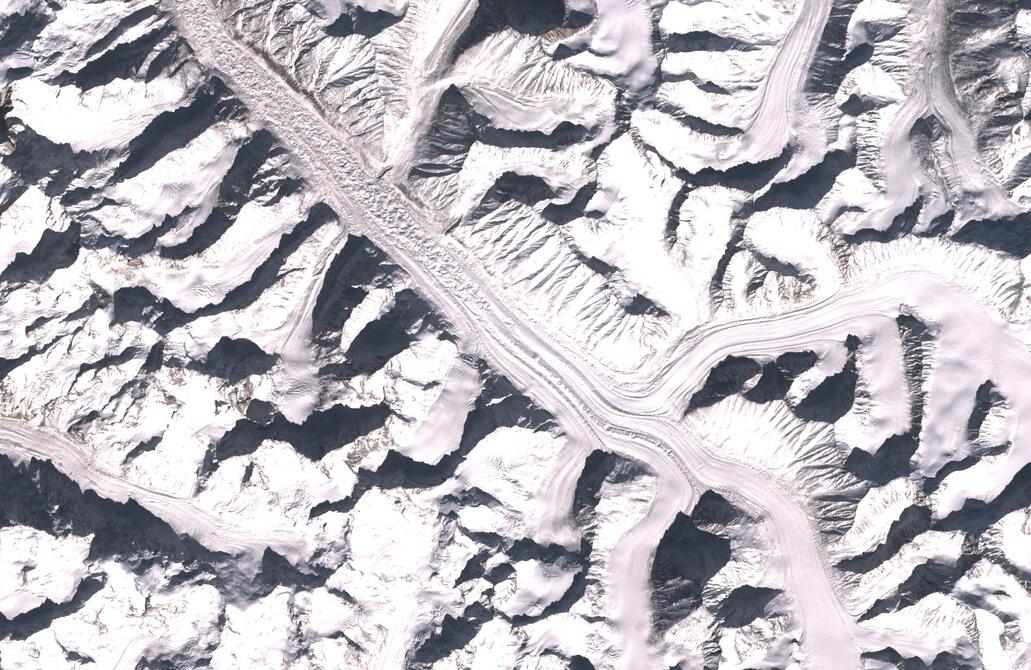 Aerial view of Bara Shigri Glacier