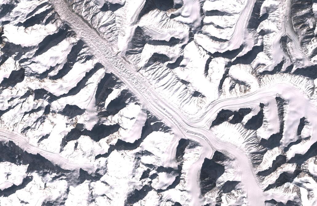 Aerial view of Bara Shigri Glacier