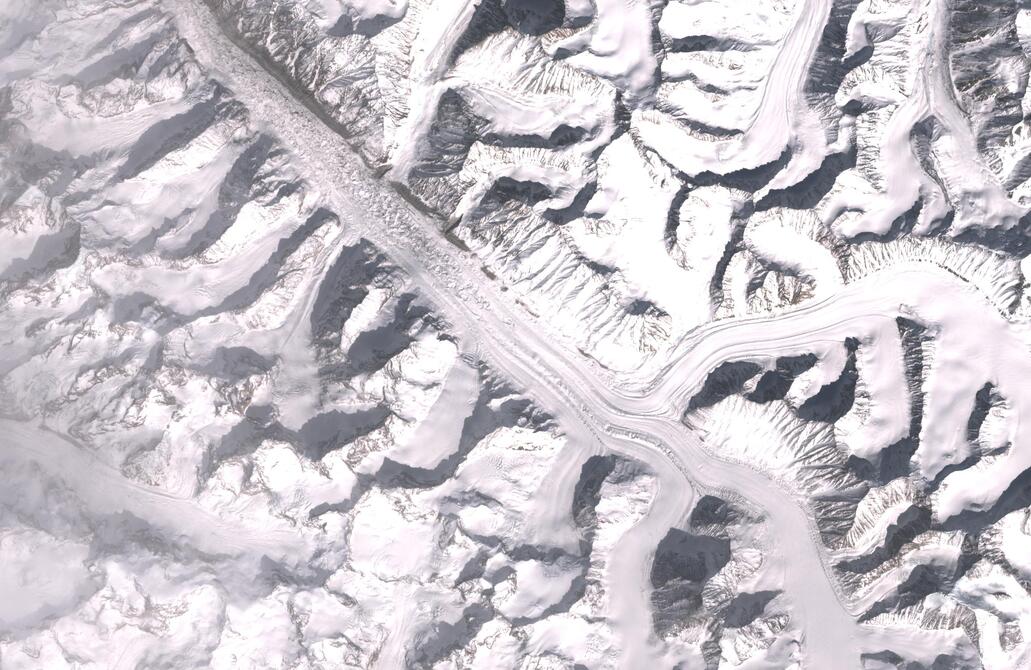 Aerial view of Bara Shigri Glacier