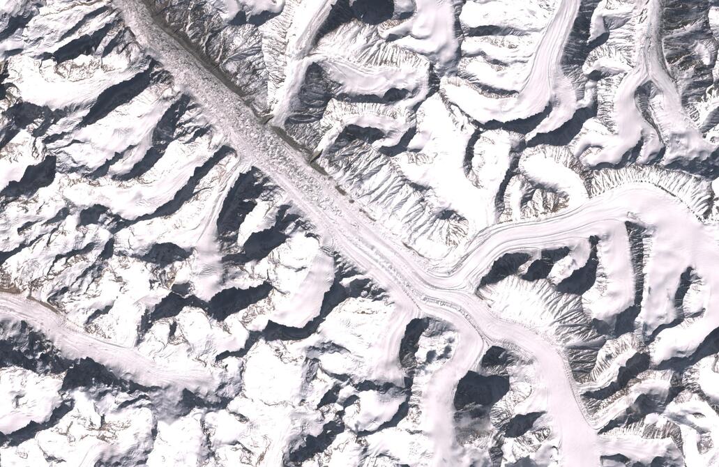 Aerial view of Bara Shigri Glacier