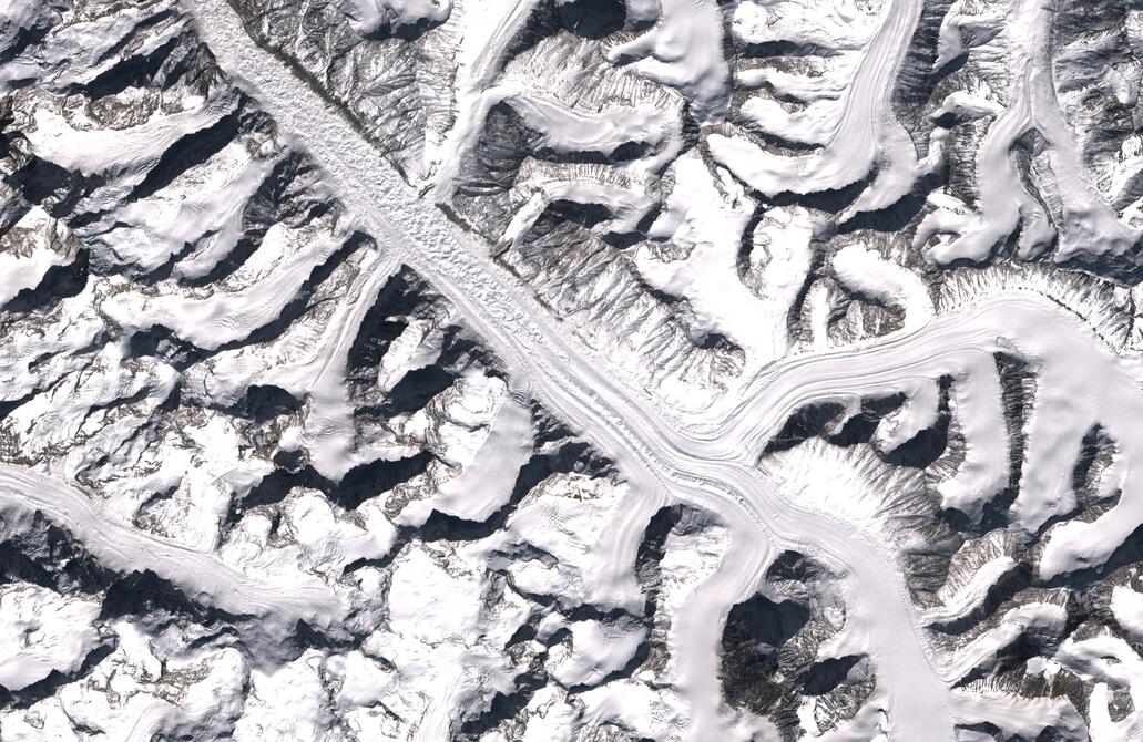 Aerial view of Bara Shigri Glacier