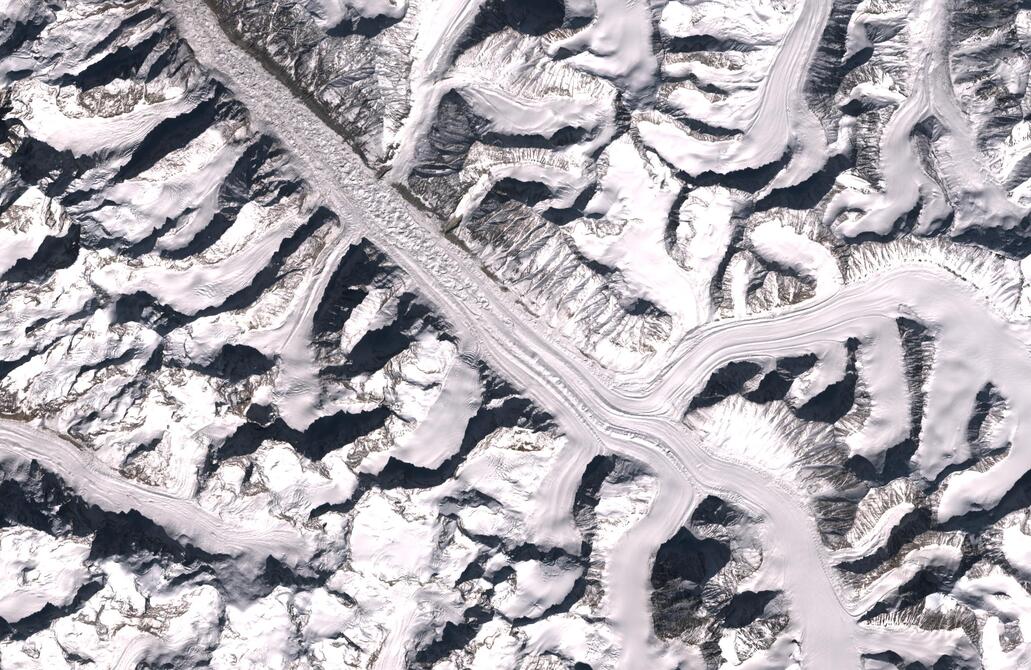 Aerial view of Bara Shigri Glacier