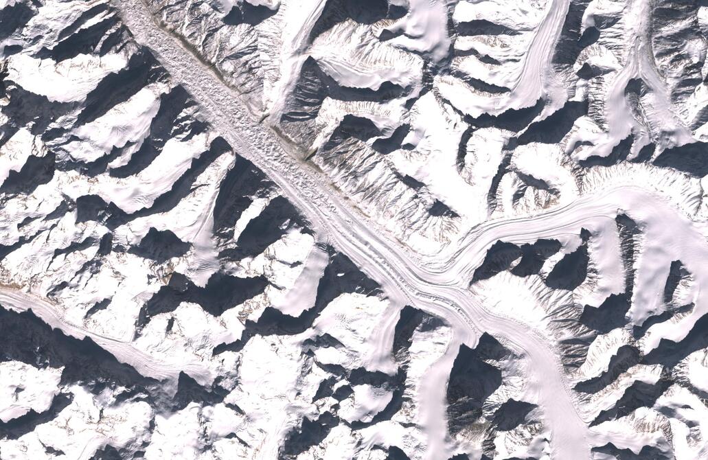 Aerial view of Bara Shigri Glacier