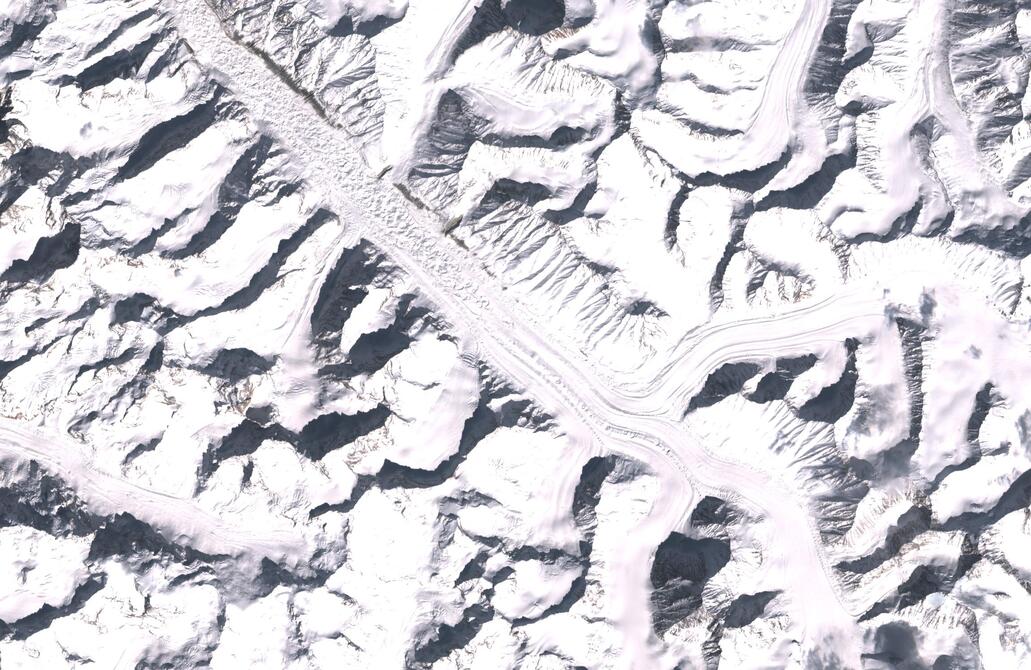 Aerial view of Bara Shigri Glacier