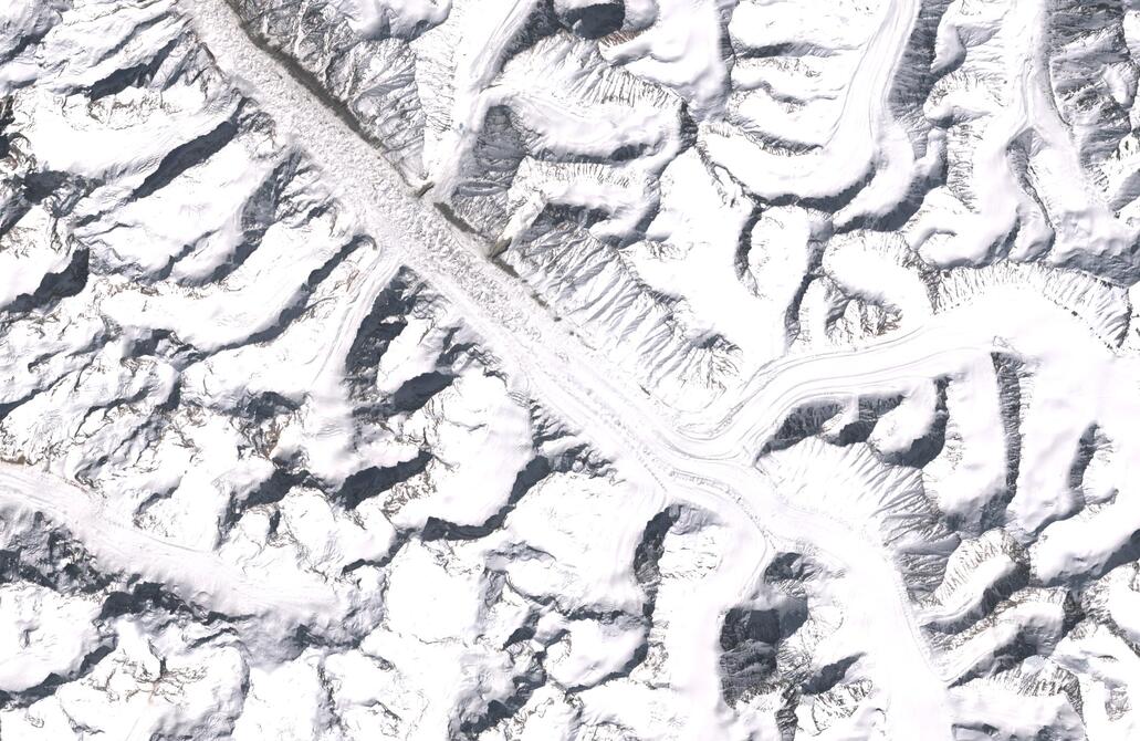 Aerial view of Bara Shigri Glacier