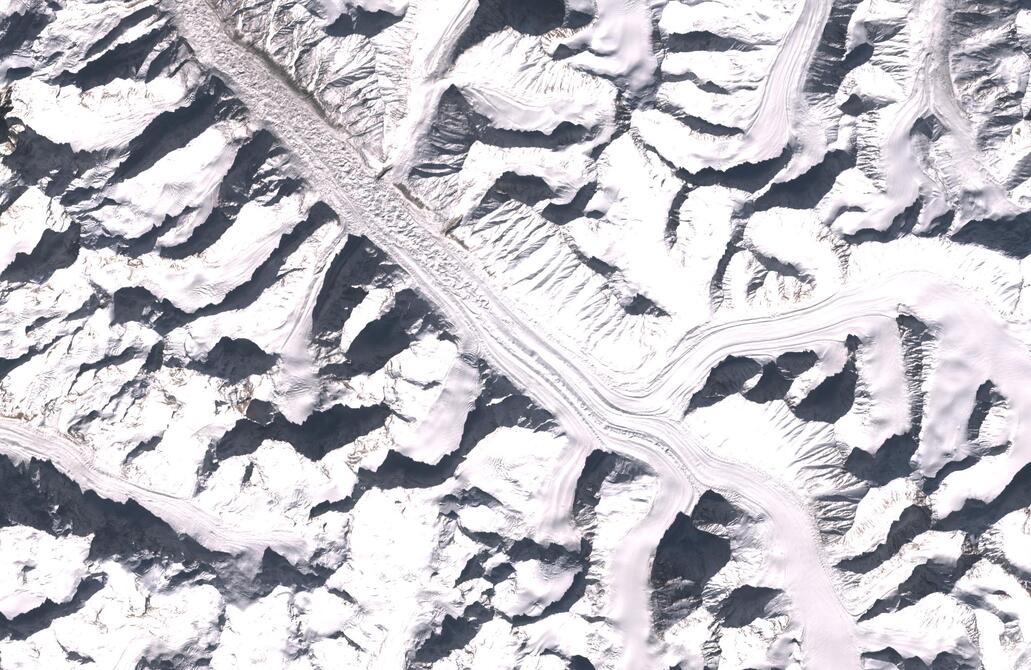 Aerial view of Bara Shigri Glacier