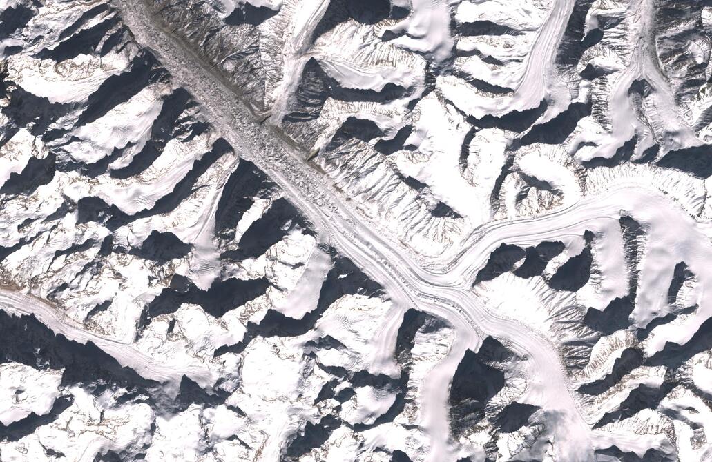 Aerial view of Bara Shigri Glacier