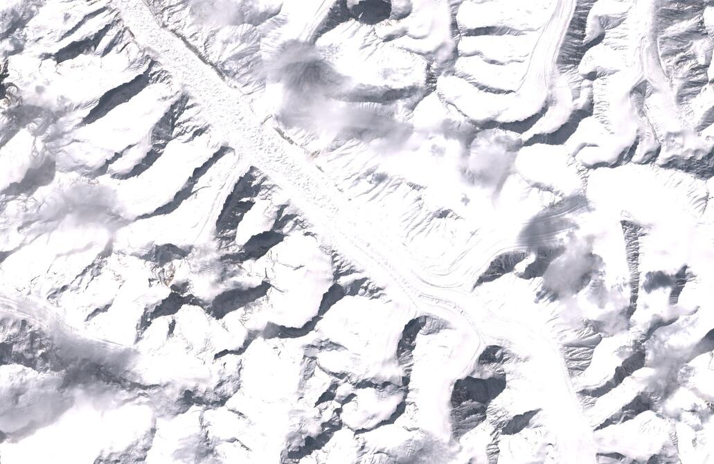 Aerial view of Bara Shigri Glacier