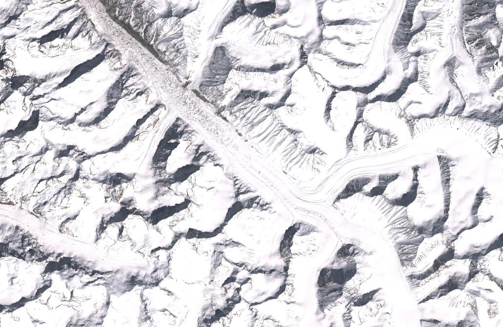 Aerial view of Bara Shigri Glacier