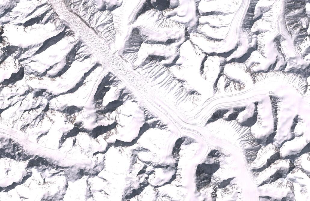 Aerial view of Bara Shigri Glacier