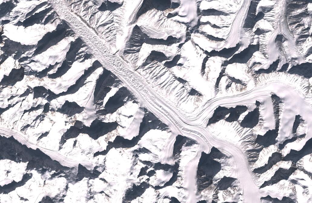 Aerial view of Bara Shigri Glacier