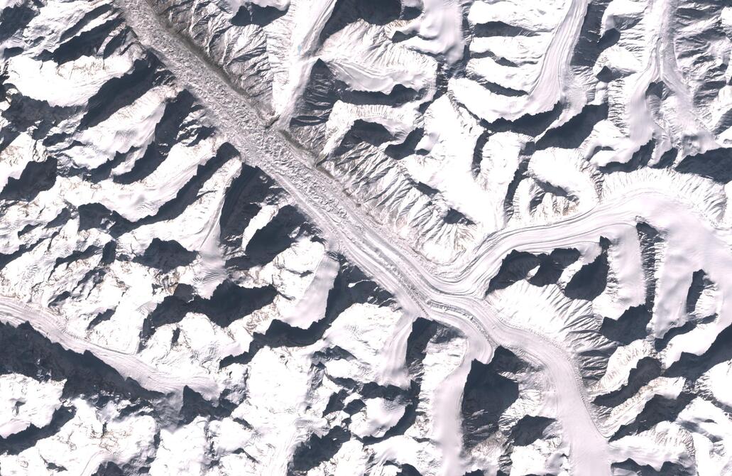 Aerial view of Bara Shigri Glacier