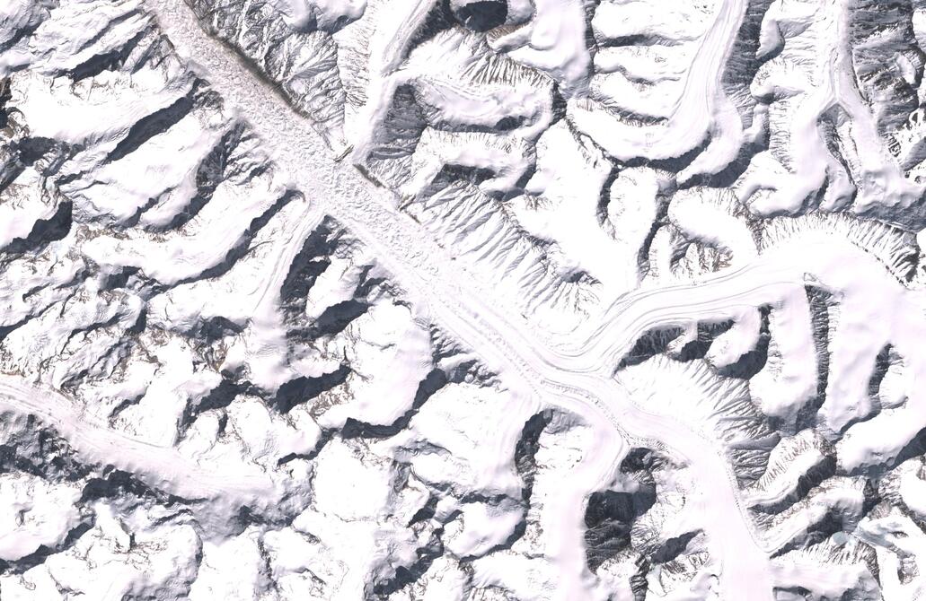 Aerial view of Bara Shigri Glacier