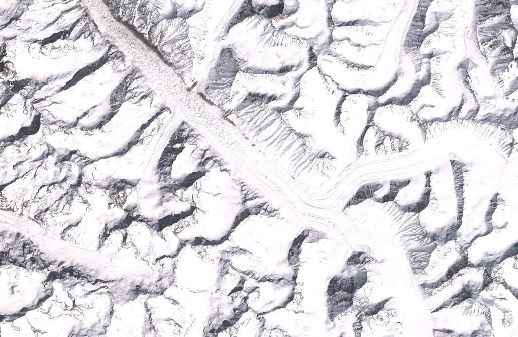 Aerial view of Bara Shigri Glacier