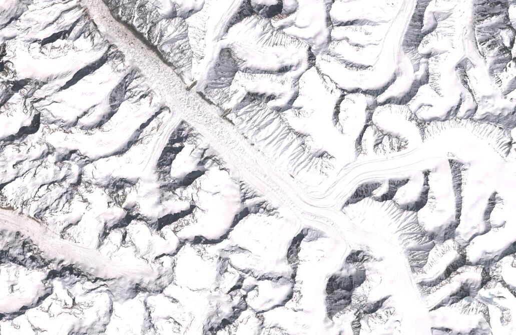 Aerial view of Bara Shigri Glacier