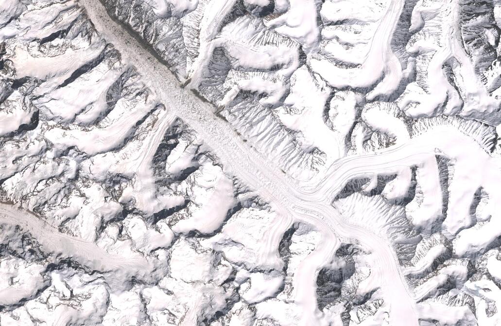 Aerial view of Bara Shigri Glacier