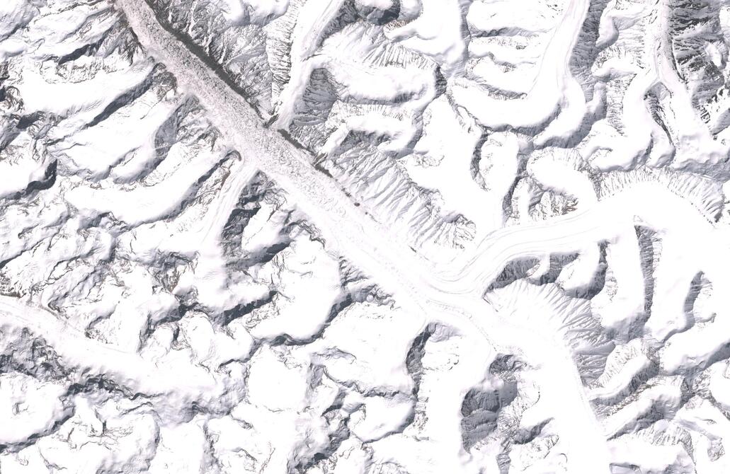 Aerial view of Bara Shigri Glacier