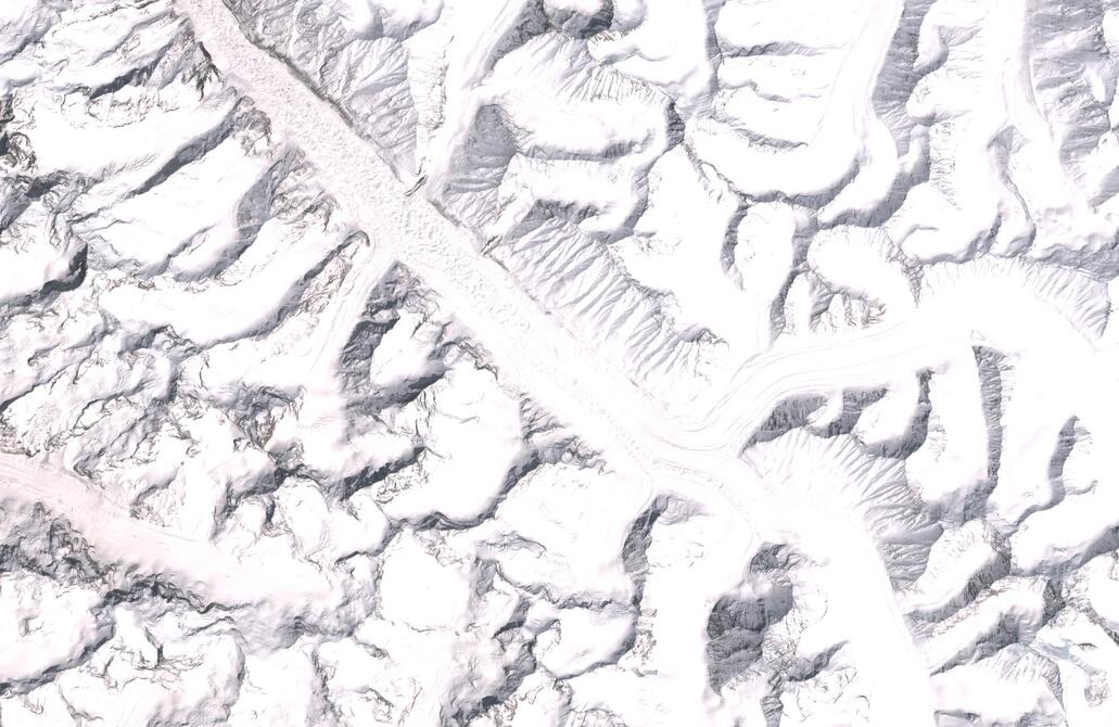 Aerial view of Bara Shigri Glacier