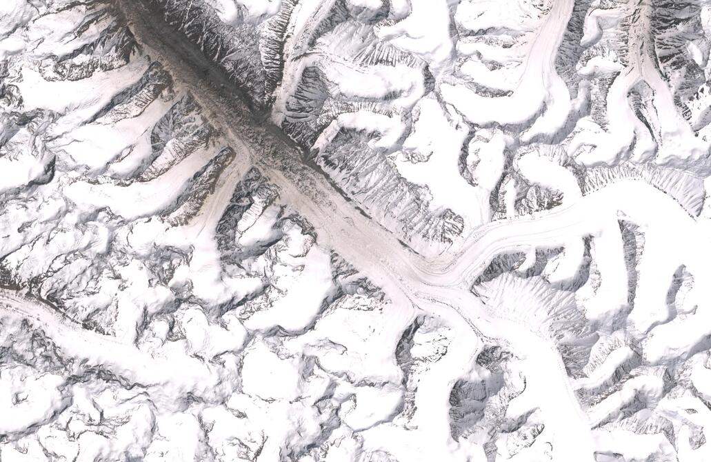 Aerial view of Bara Shigri Glacier