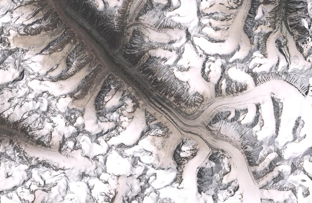 Aerial view of Bara Shigri Glacier