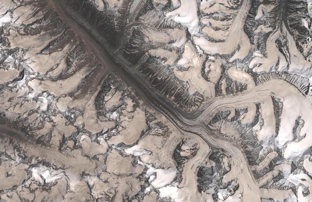 Aerial view of Bara Shigri Glacier