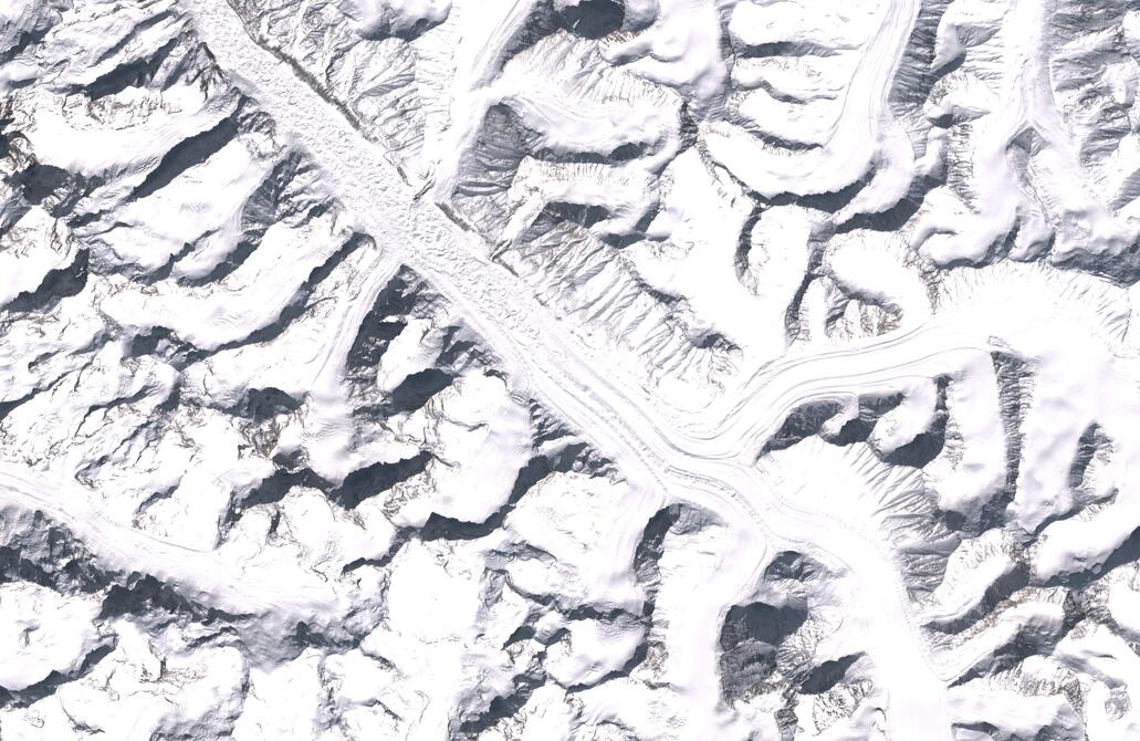 Aerial view of Bara Shigri Glacier