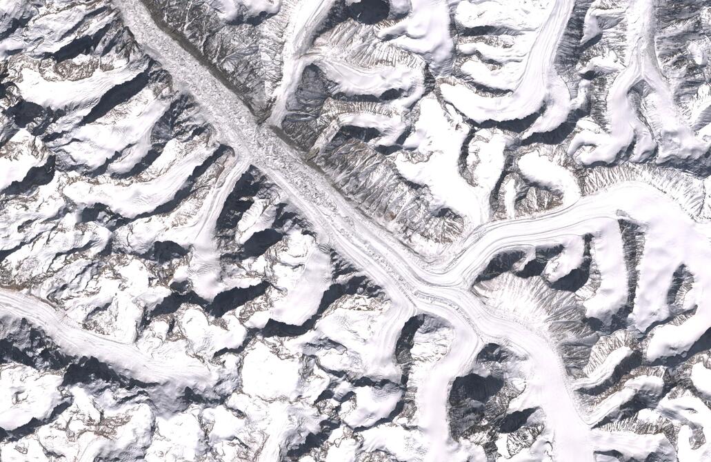 Aerial view of Bara Shigri Glacier
