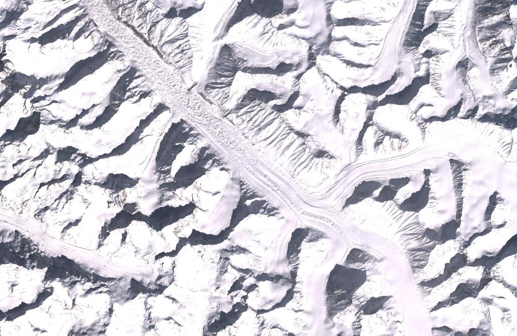 Aerial view of Bara Shigri Glacier