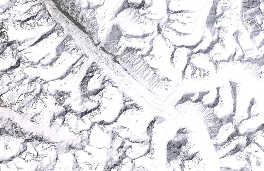 Aerial view of Bara Shigri Glacier