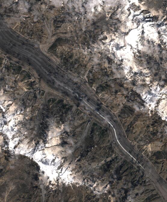 Aerial view of Biafo Glacier