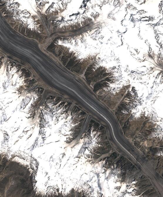 Aerial view of Biafo Glacier