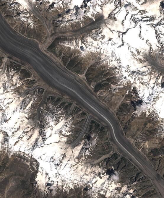 Aerial view of Biafo Glacier