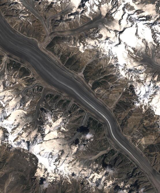 Aerial view of Biafo Glacier