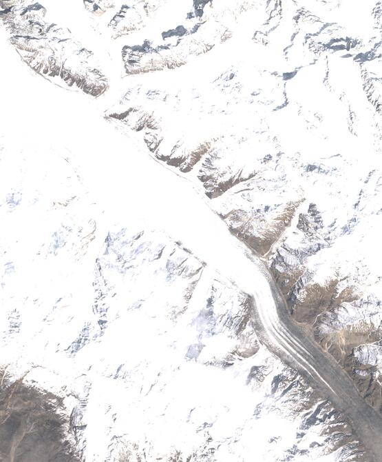 Aerial view of Biafo Glacier