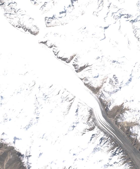 Aerial view of Biafo Glacier