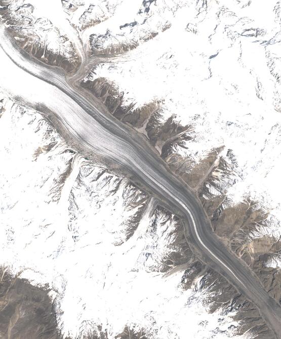 Aerial view of Biafo Glacier