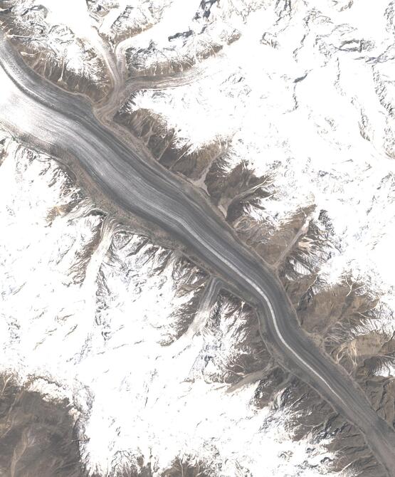 Aerial view of Biafo Glacier