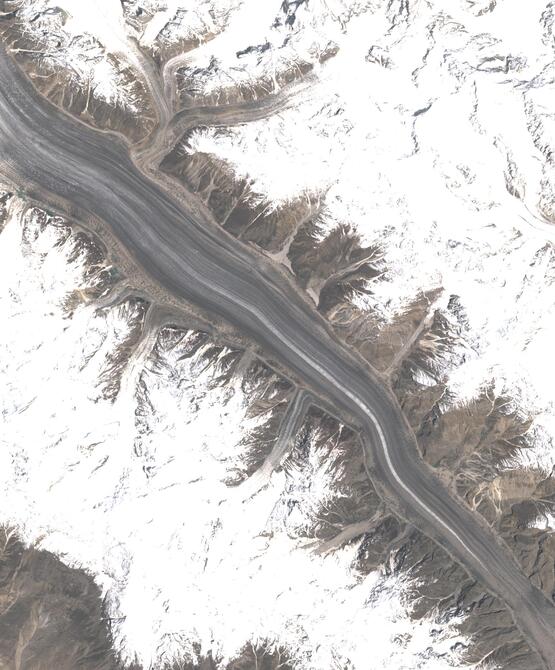 Aerial view of Biafo Glacier