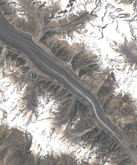 Aerial view of Biafo Glacier